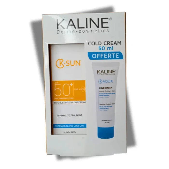 Pack KALINE K-SUN Crème Invisible SPF 50 Peaux Normales à Sèches = K-Aqua Cold Cream Offert