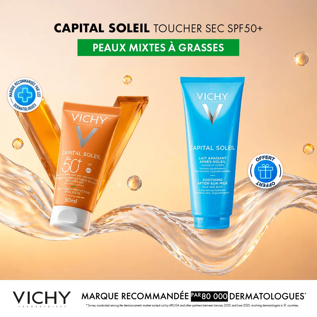 Vichy Capital Soleil Toucher Sec SPF50 = Après Soleil 100 ml OFFERT