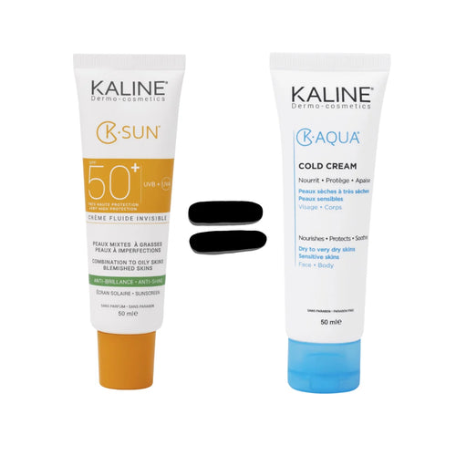 Kaline pack K-Sun écran solaire Invisible Peaux Mixtes a Grasses spf 50 = k.aqua Cold Creme Offert