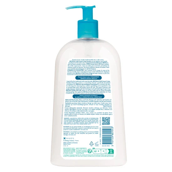 BIODERMA ABCDERM COLD CREAM CREME LAVANTE NOURRISSANTE 1L