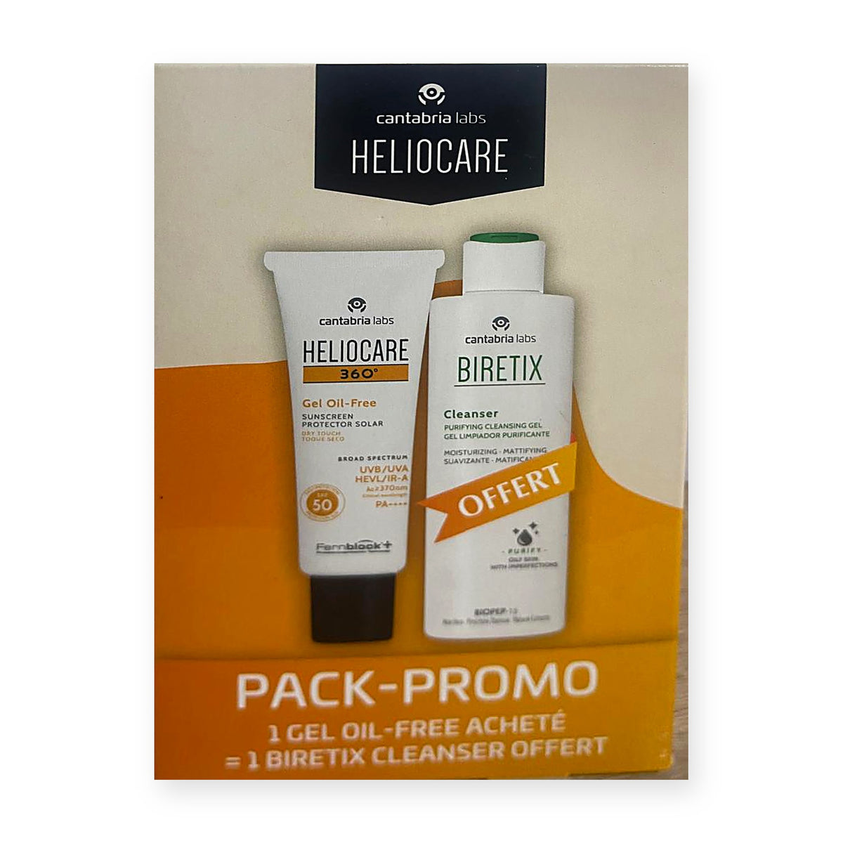 Pack Heliocare 360° Gel Oil-Free SPF50 + Biretix Cleanser Offert