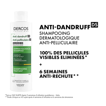 Vichy dercos shampooing antipelliculaire cheveux secs 200 ml